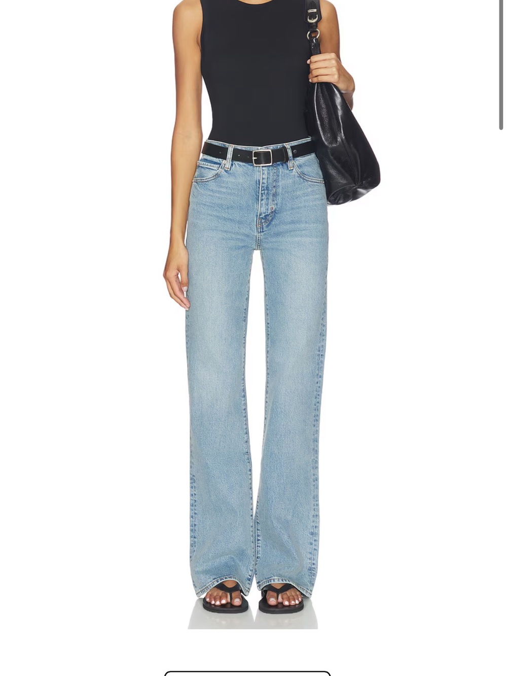 Frame Denim Pale Blue High-Rise Wide-Leg Jeans